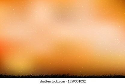 Light Orange vector background with galaxy stars. Blurred decorative design in simple style with galaxy stars. Template for cosmic backgrounds.