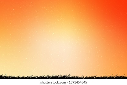 Light Orange vector background with galaxy stars. Space stars on blurred abstract background with gradient. Best design for your ad, poster, banner.