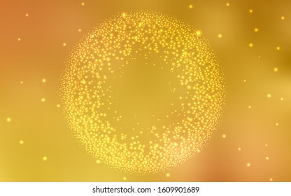 Light Orange vector background with galaxy stars. Space stars on blurred abstract background with gradient. Template for cosmic backgrounds.