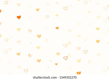 Light Orange vector background with hearts. Glitter abstract illustration with colorful hearts in romantic style. Pattern for marriage gifts, congratulations.