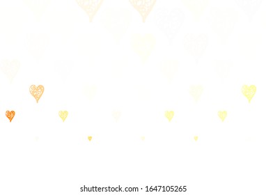 Light Orange vector background with hearts. Smart illustration with gradient hearts in valentine style. Design for celebrating of Valentine Day.