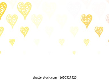Light Orange vector background with hearts. Shining illustration with hearts on abstract template. Pattern for marriage gifts, congratulations.