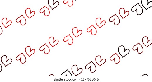 Light Orange vector background with hearts. Glitter abstract illustration with colorful hearts in romantic style. Pattern for marriage gifts, congratulations.