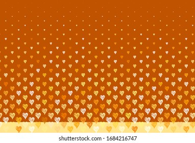 Light Orange vector background with hearts. Beautiful abstract hearts on colorful gradient background. Design for celebrating of Valentine Day.