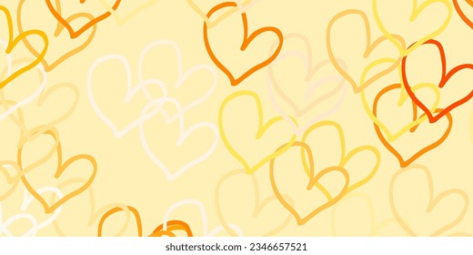 Light Orange vector background with hearts. Illustration with hearts in love concept for valentine's day. Design for ad, poster, banner of Valentine Day.