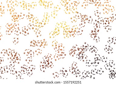 Light Orange vector background with math elements. Modern geometrical illustration with numerals. Pattern for posters, banners of math books.