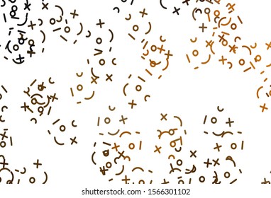 Light Orange vector background with math elements. Illustration with Numeral symbols on abstract template. Pattern for ad, booklets, leaflets of education.