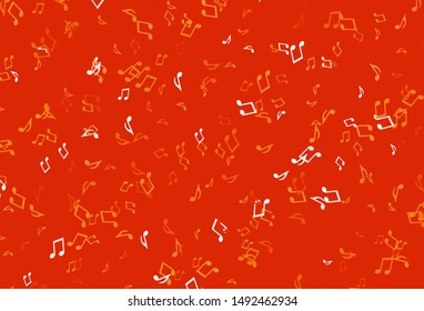 Light Orange vector background with music symbols. Modern abstract illustration with melody keys. Modern design for wallpapers.