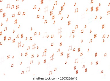 Light Orange vector background with music symbols. Decorative design in abstract style with music shapes. Modern design for wallpapers.
