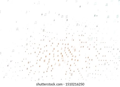 Light Orange vector background with music symbols. Abstract illustration with colorful symbols of melody. Pattern for festival leaflets.