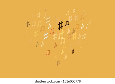 Light Orange vector background with music symbols. Modern abstract illustration with melody keys. Modern design for wallpapers.
