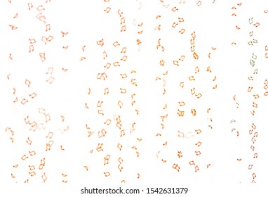 Light Orange vector background with music symbols. Modern abstract illustration with melody keys. Pattern for festival leaflets.