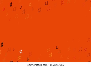 Light Orange vector background with music symbols. Isolated colorful music keys on abstract background. Template for fasion magazines.