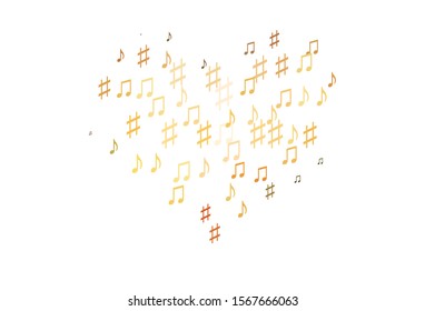 Light Orange vector background with music symbols. Modern abstract illustration with melody keys. Modern design for wallpapers.