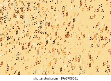 Light Orange vector background with music symbols. Isolated colorful music keys on abstract background. Pattern for school ad, booklets.