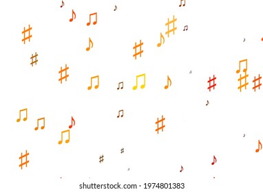 Light Orange vector background with music symbols. Modern abstract illustration with melody keys. Pattern for school ad, booklets.