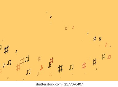 Light Orange vector background with music symbols. Abstract illustration with colorful symbols of melody. Modern design for wallpapers.