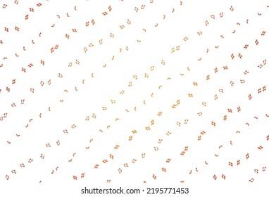 Fondo vectorial de color naranja claro con símbolos musicales. Ilustración brillante de notas musicales de gradiente colorido. Patrón de los folletos del festival.