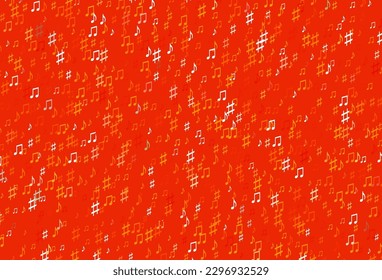 Light Orange vector background with music symbols. Decorative design in abstract style with music shapes. Pattern for websites of musitians.