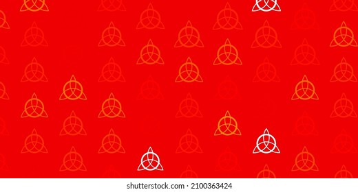 Light Orange vector background with occult symbols. Illustration with magical signs of spiritual power. Design for magic, spiritual events.