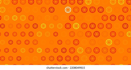 Light Orange vector background with occult symbols. Colorful vintage illustration with gradient alchemy shapes. Best design halloween events.