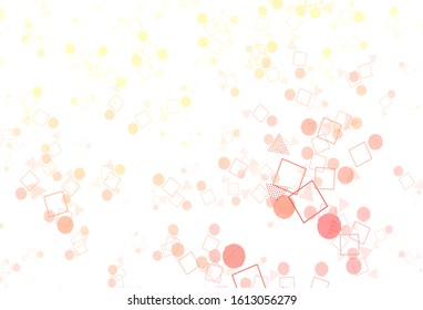 Light Orange vector background with polygonal style with circles. Abstract illustration with colorful dots, lines, cubes. Pattern for booklets, leaflets