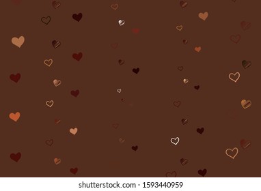 Light Orange vector background with Shining hearts. Hearts on blurred abstract background with colorful gradient. Pattern for valentine's ad, booklets.