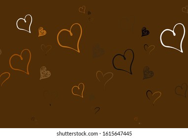 Light Orange vector background with Shining hearts. Beautiful celebration style hearts on abstract illustration. Design for a business advert of anniversary.