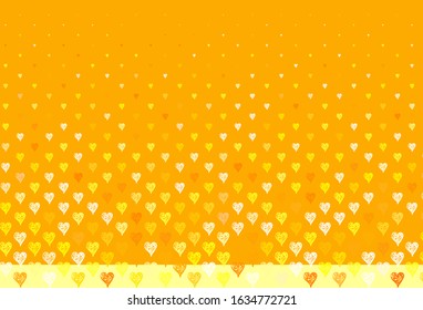 Light Orange vector background with Shining hearts. Shining illustration with hearts on abstract template. Pattern for carnival, festival romantic leaflets.