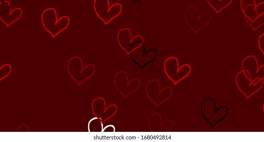Light Orange vector background with Shining hearts. Illustration with hearts in love concept for valentine's day. Pattern for marriage gifts, congratulations.
