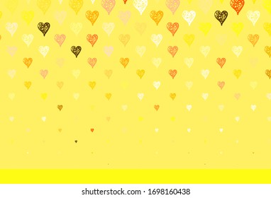Light Orange vector background with Shining hearts. Shining illustration with hearts on abstract template. Pattern for carnival, festival romantic leaflets.