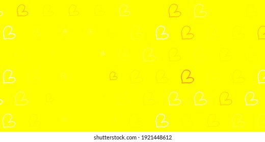 Light Orange vector background with Shining hearts. Colorful illustration with gradient feminism shapes. Design for International Women Day.
