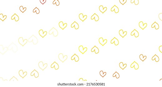 Light Orange vector background with Shining hearts. Illustration with hearts in love concept for valentine's day. Template for Valentine's greeting postcards.