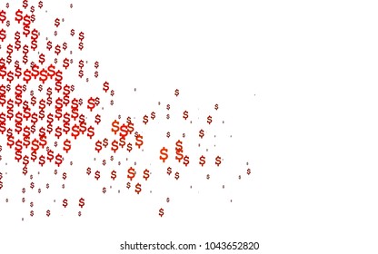Light Orange vector background with signs of dollars. Shining illustration with signs of dollars on abstract template. The pattern can be used for financial, investment websites.