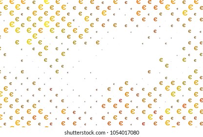 Light Orange vector background with signs of Euro. Blurred design in simple style with symbols of Euro. Best design for your ad, poster, banner of BTC money.