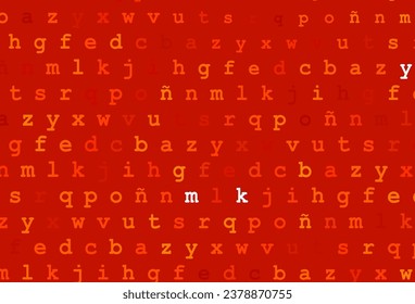 Light orange vector background with signs of alphabet. Shining colorful illustration with isolated letters. Template can be used as a background for ads of typography.