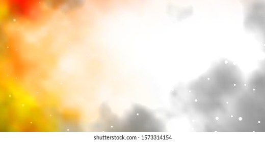 Light Orange vector background with small and big stars. Colorful illustration with abstract gradient stars. Pattern for new year ad, booklets.