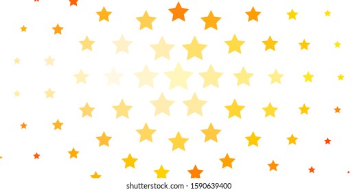 Light Orange vector background with small and big stars. Shining colorful illustration with small and big stars. Pattern for new year ad, booklets.