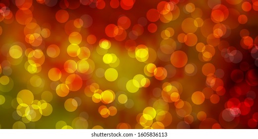 Light Orange vector background with spots. Abstract decorative design in gradient style with bubbles. New template for a brand book.