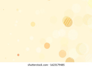 Light Orange vector background with spots. Glitter abstract illustration with blurred drops of rain. Pattern for textures of wallpapers.