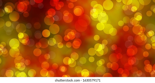Light Orange vector background with spots. Glitter abstract illustration with colorful drops. Pattern for websites.