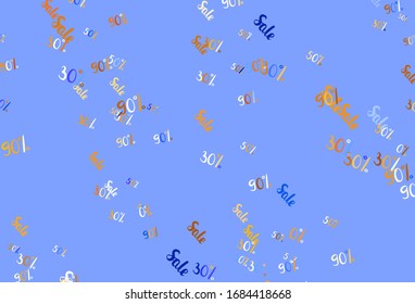 Fondo vectorial claro con símbolos de 30, 50, 90 % de ventas. Colorido conjunto de signos porcentuales en estilo sencillo. Patrón de anuncios, afiches, banners de ventas.