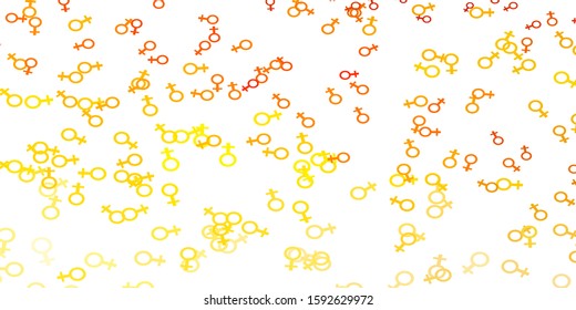 Light Orange vector background with woman symbols. Colorful feminism symbols with a gradient in modern style. Sample for your web designers.