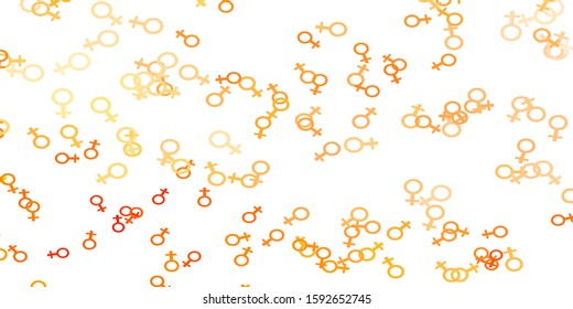 Light Orange vector background with woman symbols. Simple design in abstract style with women’s rights activism. New design for your web apps.