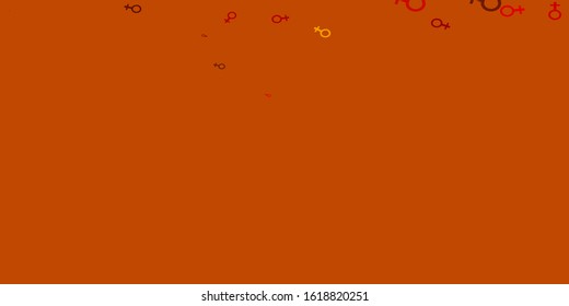 Light Orange vector background with woman symbols. Colorful feminism symbols with a gradient in modern style. Base for your app design.