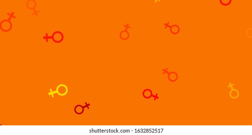Light Orange vector background with woman symbols. Colorful feminism symbols with a gradient in modern style. Best design to show the power of women.