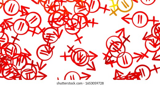Light Orange vector background with woman symbols. Colorful feminism symbols with a gradient in modern style. Best design to show the power of women.