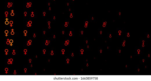 Light Orange vector background with woman symbols. Colorful feminism symbols with a gradient in modern style. Best design to show the power of women.