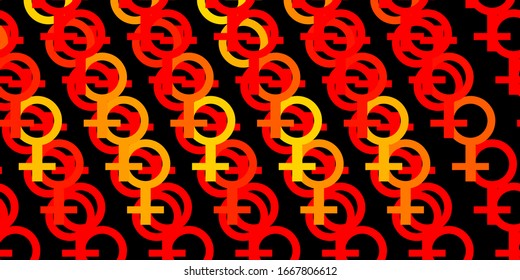 Light Orange vector background with woman symbols. Colorful feminism symbols with a gradient in modern style. Best design to show the power of women.