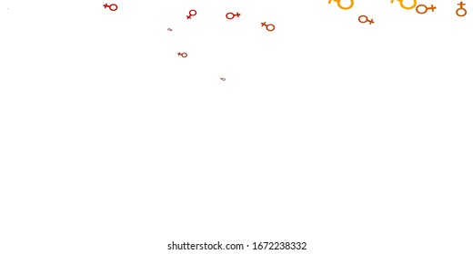 Light Orange vector background with woman symbols. Colorful feminism symbols with a gradient in modern style. Base for your app design.